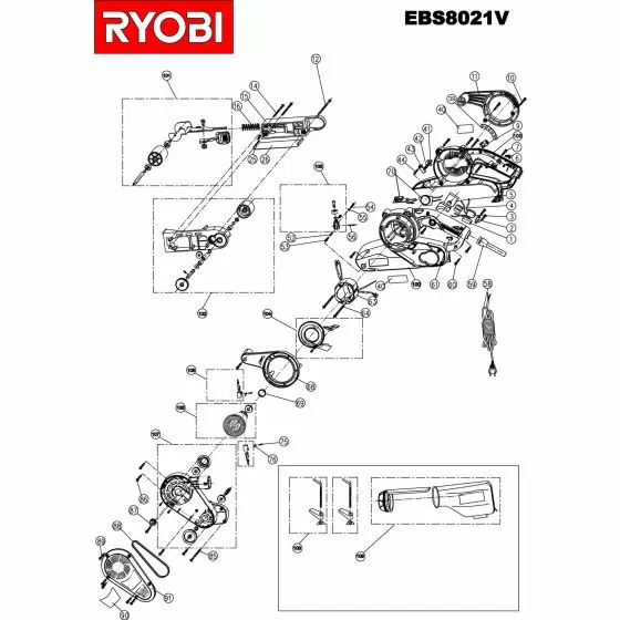 Ryobi EBS8021V Spare Parts List Type: 5133000096